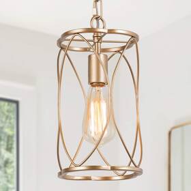 Optimant Lighting 723803745809 Gold Pendant Kitchen Island Modern Cage Hanging Light Fixture Hallway