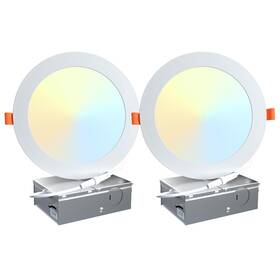 Rl-5cct Oraluce 2 Pack Led Recessed Lighting 6 Inch With Junction Box Ultra-thin Dim