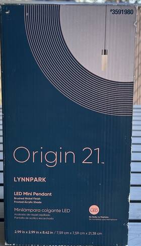 Origin 21 080629706392 Lynnpark Brushed Nickel Modern Cylinder Led Mini Hanging Pendant Light