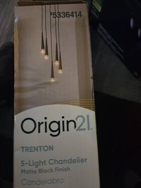Origin 21 725916108489 Orgin Trenton 5-light Chandelier Matte Black Finish