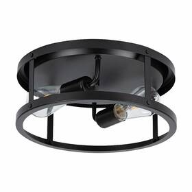 Os-cl040 737633249772 Yansun 2-light Matte Black Drum Flush Mount Ceiling Light