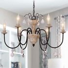 Os8102-l6 Osairuos French Country Candle Style Chandelier Handmade White Distressed Wood