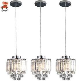 Hg-hcx-2805-us Oukaning 3 Lights Pendant Lighting Lamp Crystal Chandelier Hanging Kitchen Island Fixture