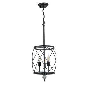 Hg-hcxlst-3123 Oukaning 10 Inch 3-light Black Metal Cylinder Shade Pendant Light Height Adjustable