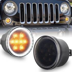 1919jts01 Ovotor Jk Turn Signal Lights White Drl Amber Led Front Grill Parking L