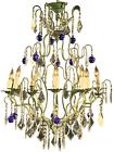 P-35 Eurolux Home New Italian Cut Glass Maria Theresa Style 12 Arm Chandelier Murano Blue