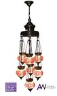P11012-7h Pendant Turkish 7-light Mosaic Chandelier Red Handmade