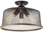 P350091-020 Progress Lighting Semi Flushmount Metal Mesh Industrial Antique 0785247220571
