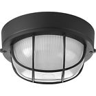 P3709-31 Progress Lighting Bulkheads Black Flushmount Etched Ribbed Glass 785247207336