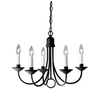 P4008-31 Progress Lighting Textured Primitive Black Iron Chandelier 785247400829