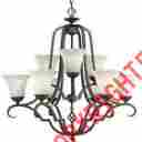 P4061-84 Progress Lighting Espresso Finish Chandelier Etched Watermark Glass