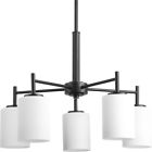 P4319-31 Progress Lighting Chandelier Etched White Glass Versatile Black 0785247185955