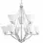 P4625-09 P4625 Bravo Progress Lighting 9 Light 2 Tier Chandelier With Bell Shades 785247166336