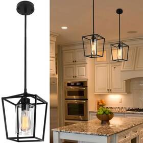 Pakokula 030391758587 Black Pendant Light Fixture 1-light Farmhouse Lantern Iro
