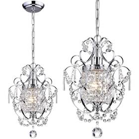 17011-ch-2 Papaya 2-pack Chrome Crystal Chandeliers 11x15.8 Inch Adjustable Mini Pendant