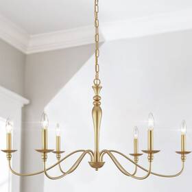 Papaya 788405821993 Farmhouse Chandelier 6-light Gold Industrial Classic Candle Ceiling Ru