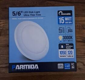 6153000k-etl-es-dim-1p Parmida Led Technologies 5/6 Inch Dimmable Disk Light Ultra-thin Trim Soft White 15 Watt New