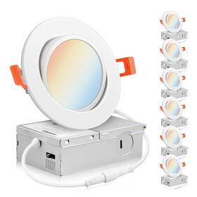 5cct Parmida Led Technologies 810360037437 6 Pack 4 Inch Ultra-thin Adjustable Gimbal Recessed Lighti