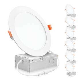 Pled-pdn12w3k-6p Parmida Led Technologies 6 Pack Inch Ultra-thin Recessed Ceiling Light With Junction Box 12w