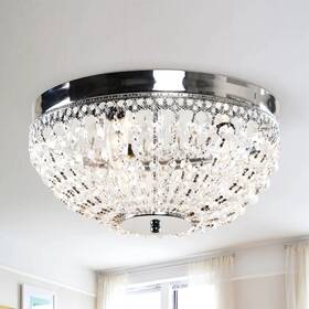 Parrot Uncle 750238667789 Modern 3-light Chrome Crystal Flush Mounts Chandelier