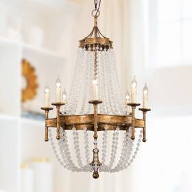 Parrot Uncle 750238667994 Century Bronze 28 Inch Wide Crystal 8-light Candle Chandelier Rustic Brass