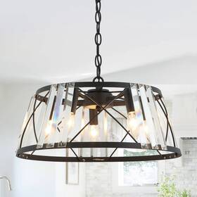 Parrot Uncle 768558532687 Black Modern Crystal 5-light Chandelier Pendant Light