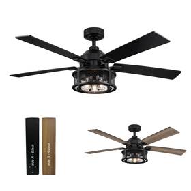 F6318 Parrot Uncle Ceiling Fans With Lights And Remote Black Farmhouse Rustic Fan For B