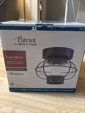 356-3809 Patriot Lighting 351-1490 Flush Mount Outdoor Bronze Finish 75w 9 Inch Dis