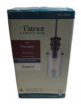 Mo3526250 Patriot Lighting 1 Bulb Mini Pendant Oil Rubbed Bronze Finished Clear Glass Shade Hanging Light
