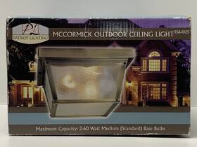 365-1025 Patriot Lightning Mccormick Outdoor Ceiling Light Antique Brass Finish Clear Textured Glass
