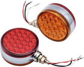 A07-053-aaa-2 Pedestal Side Maker Light 2pc 4 Inch Round Double Face Single Stud Mount Red/amber 48 Led Fender Reflective St