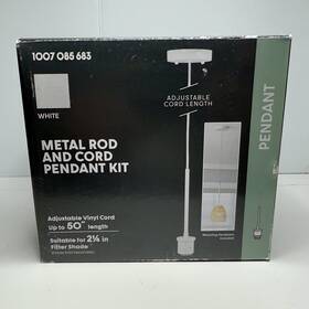 860750 Pendent Pendant Metal Rod And Cord Kit - White 1007 085 683 New Open Box