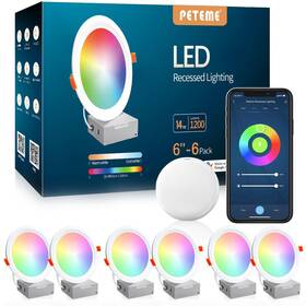 Peteme 738507678582 Smart Led Recessed Lighting 6 Inch Ic Rated And Etl Certified Ceiling