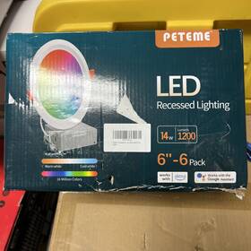 Tk-spl1r6-12w-rgbcw Petme Peteme Led Recessed Lighting 6 Inch 14 W 1200 Lumens Color Changing Pack