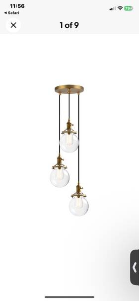 Fty336t Phansthy 3-light Cluster Pendant Light Antique Brass Chandelier With 5.9 Globe G