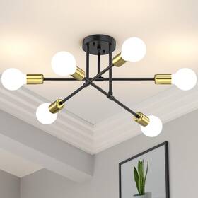 B0g3hrxndw Phaosio Modern Sputnik Chandelier Ceiling Light Fixtures 6-lights 22 Inch Mid Centu