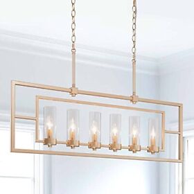 Phosant Lighting Gold Chandelier 6-light Dining Room Light 37inch Modern