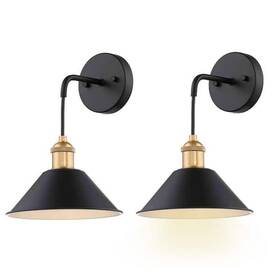 Pia Ricco 730903599775 8.7 Inch 1-light Vintage Black Battery Operated Wall Sconces 2-pack