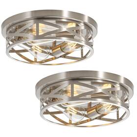 Pacl003 Piano7797 13 Inch Brushed Nickel Flush Mount Ceiling Light Fixtures 3-light Modern Hall