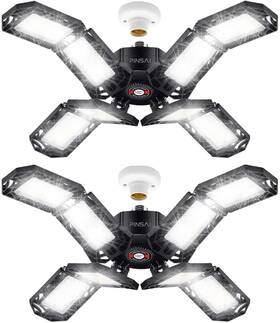 200w Pinsai 783682611831 2 Pack Led Garage Light Super Bright Screw In E26/e27 Ceiling 2pc Black