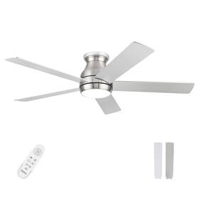 Pochfan-0531 Pochfan 721691408561 52 Inch Low Profile Ceiling Fans With Lights And Remote Brushed Nickel Flush