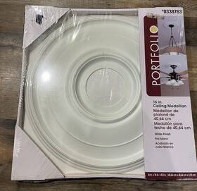 0338763 Portfolio Ceiling Medallion 16 Inch White Finish #0338763- New In Box Sealed