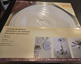 Portfolio 080629482203 Allen Roth 20 Inch Traditional White Composite Ceiling Medallion Paint