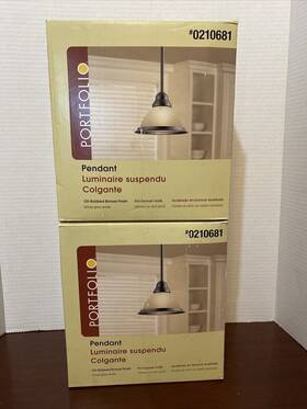 Portfolio 841796001389 Pair Of Brand New 9 Inch H Oil Rubbed Bronze Pendant Lights