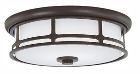 1003366792 Portland Court 14 In. Oil Rubbed Bronze Led Flush Mount Ceiling Light