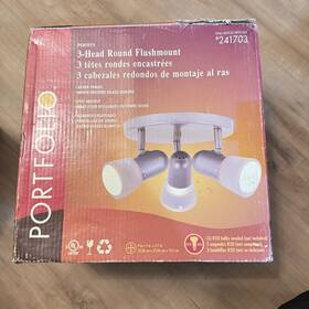 Portofino 022011603810 Portfolio 3 Head Round Flushmount Ceiling Light Fixture Brushed Stainless Frost