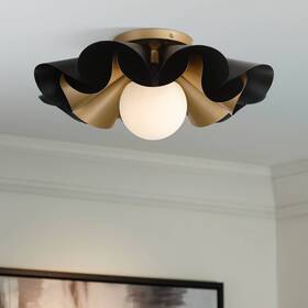 Possini Euro Design 06-2407-405 Sedna 18 Inch W Black And Warm Gold Ceiling Light