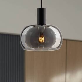 P0076-01 Possini Euro Design Rorie 8 1/2 Inch W Black Smoke Glass Mini Pendant
