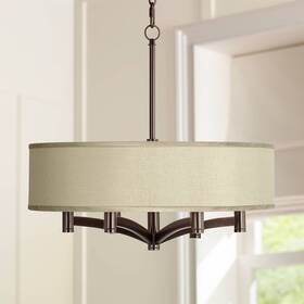 X9844-y2181 Possini Euro Design Ava Tiger Bronze Chandelier 20 Inch Wide Modern Sesame Faux Silk 6-light Fixture