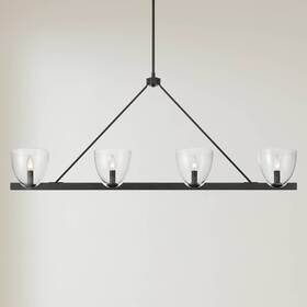 Ylt250227-1 Possini Euro Design Ardea 47 Inch Wide Black 4-light Linear Island Chandelier